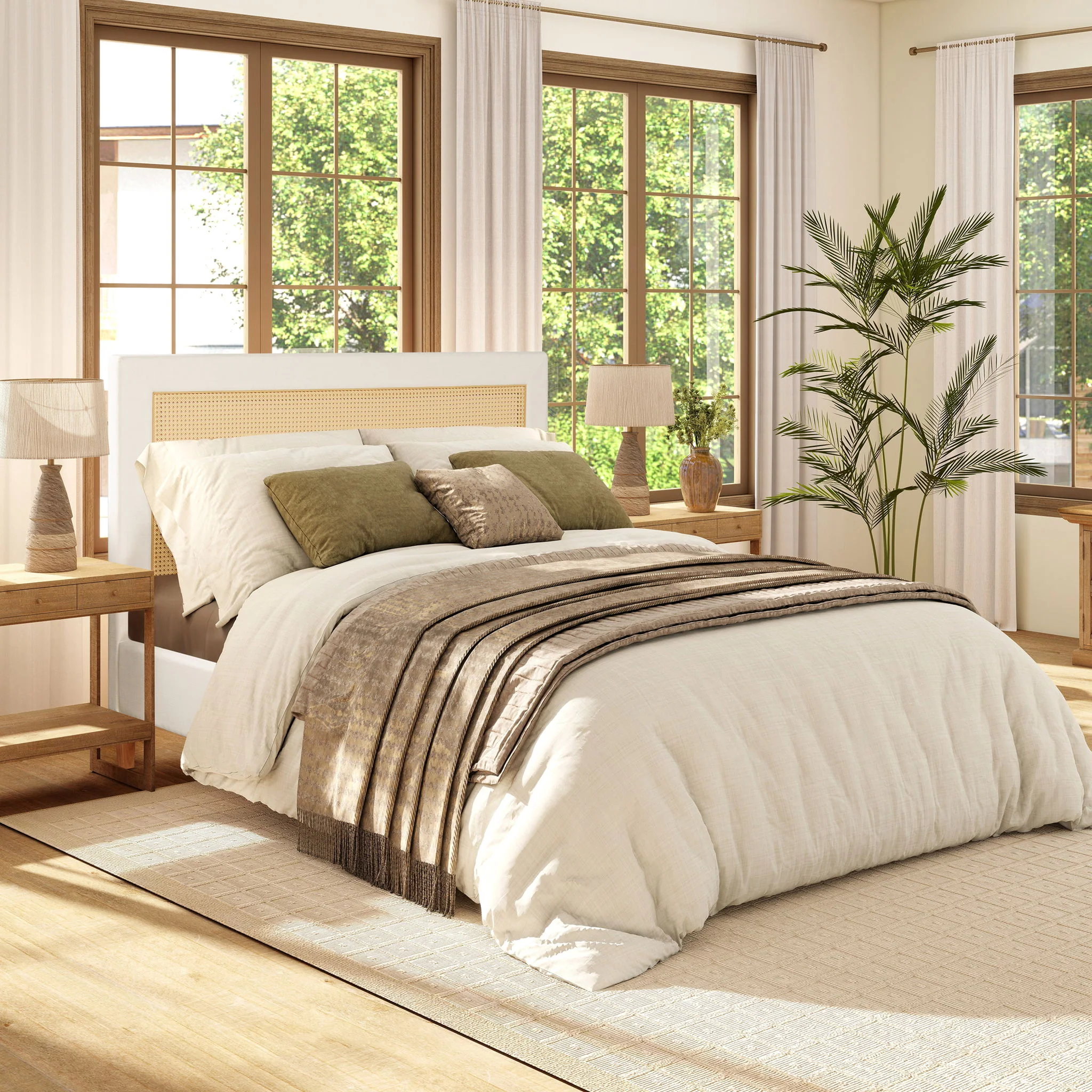 Haley - Upholstered Cane Back Platform Bed - Image 10