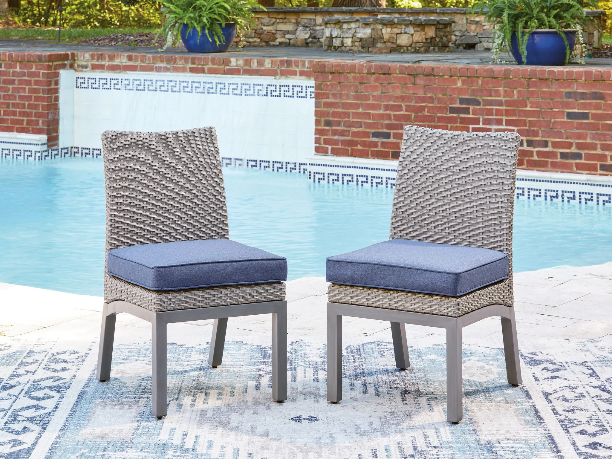 Half Moon Beach - Side Chair With Cushion (Set of 2) - Blue / Gray - Image 7