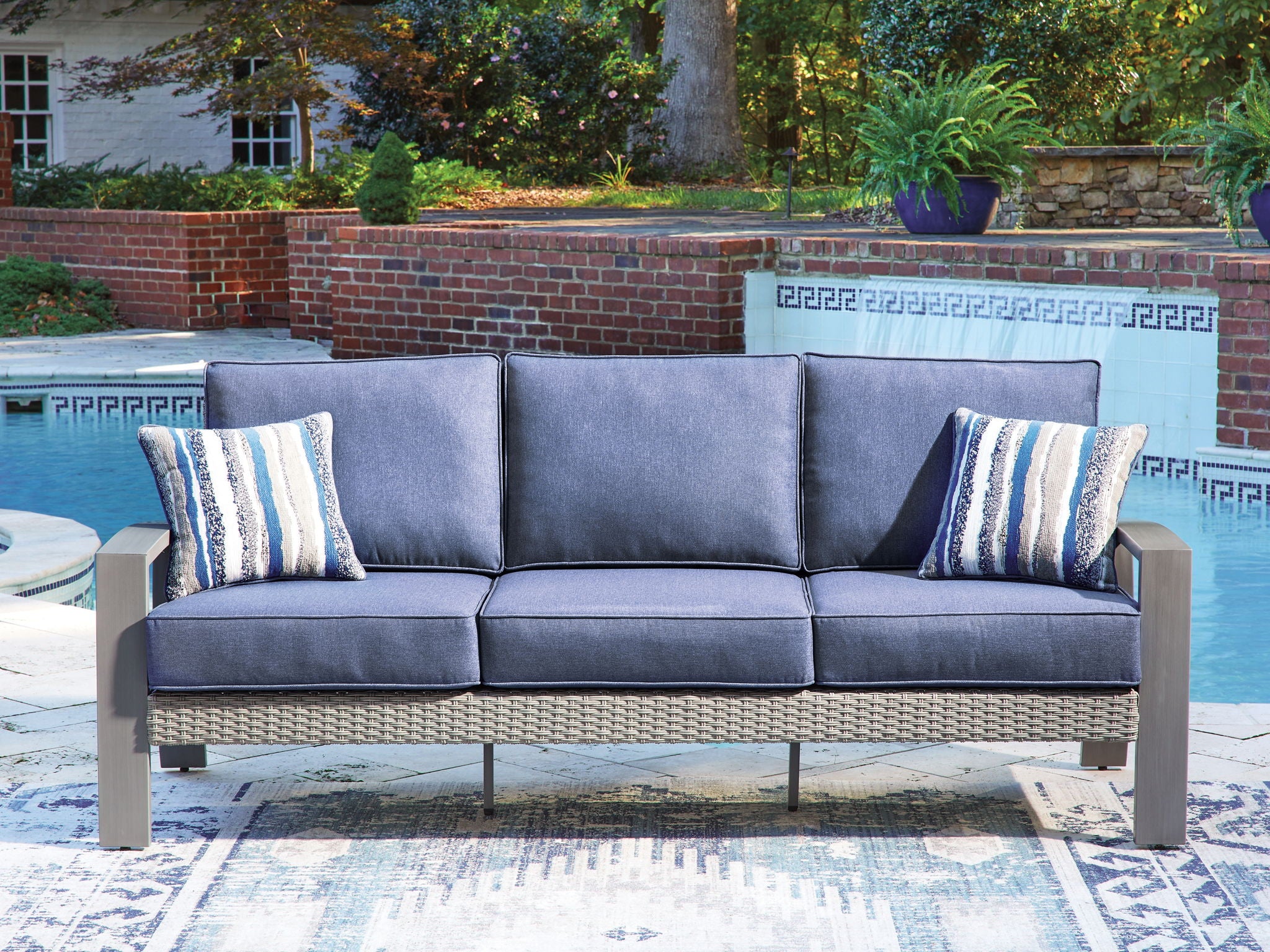 Half Moon Beach - Sofa With Cushion - Blue / Gray - Image 3