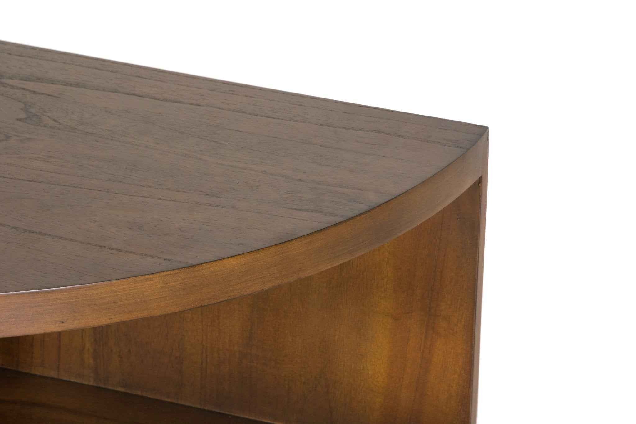 Half-Moon Sofa Table with 2 Shelves – Warm Walnut - Image 6