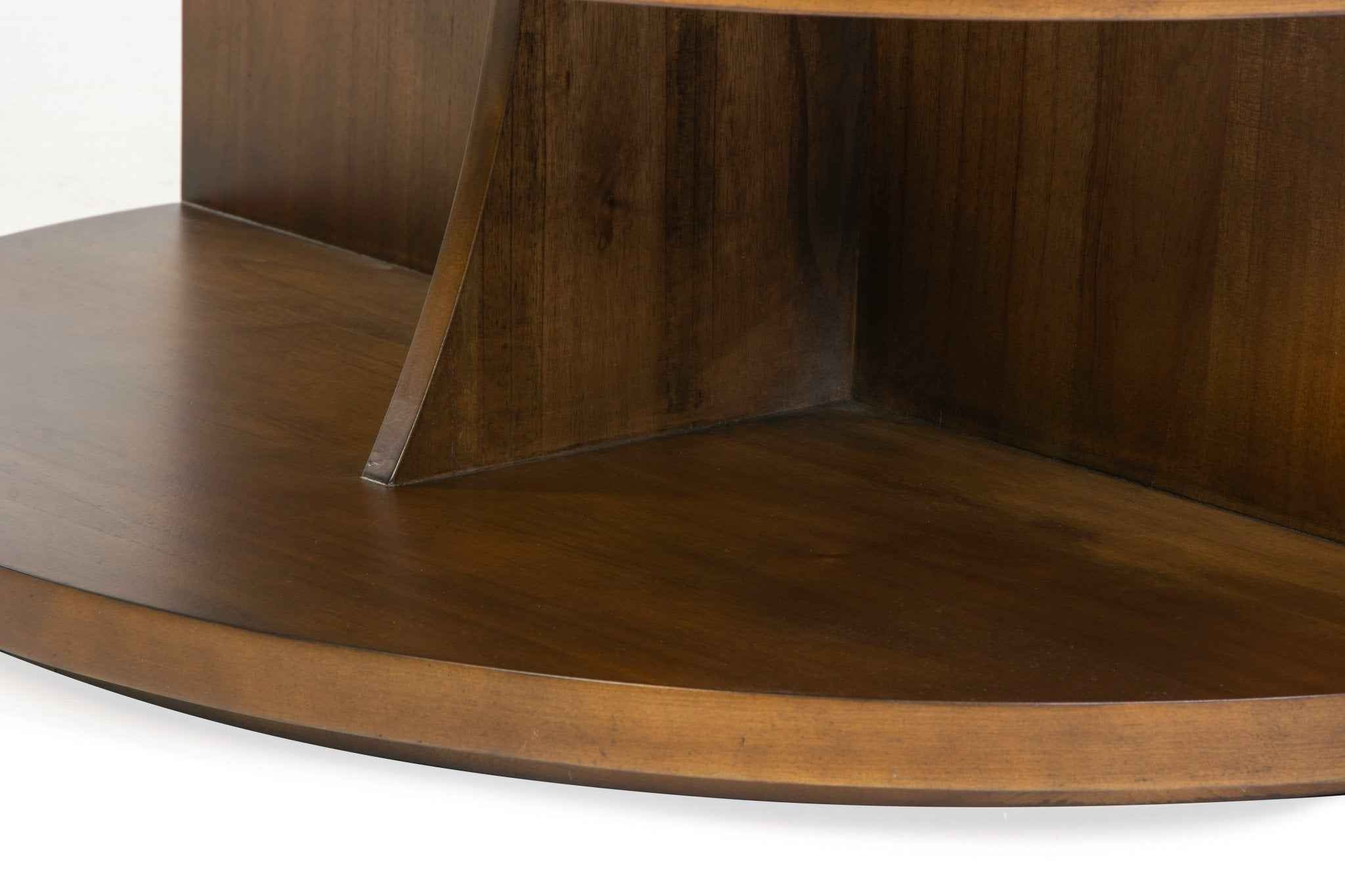Half-Moon Sofa Table with 2 Shelves – Warm Walnut - Image 8