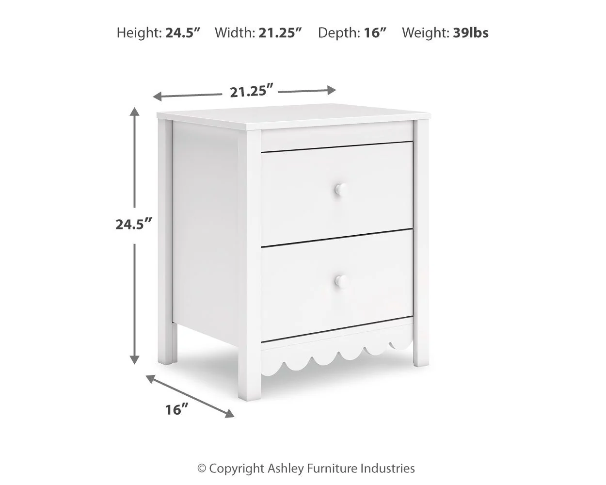 Hallityn - Two Drawer Night Stand - White - Image 9