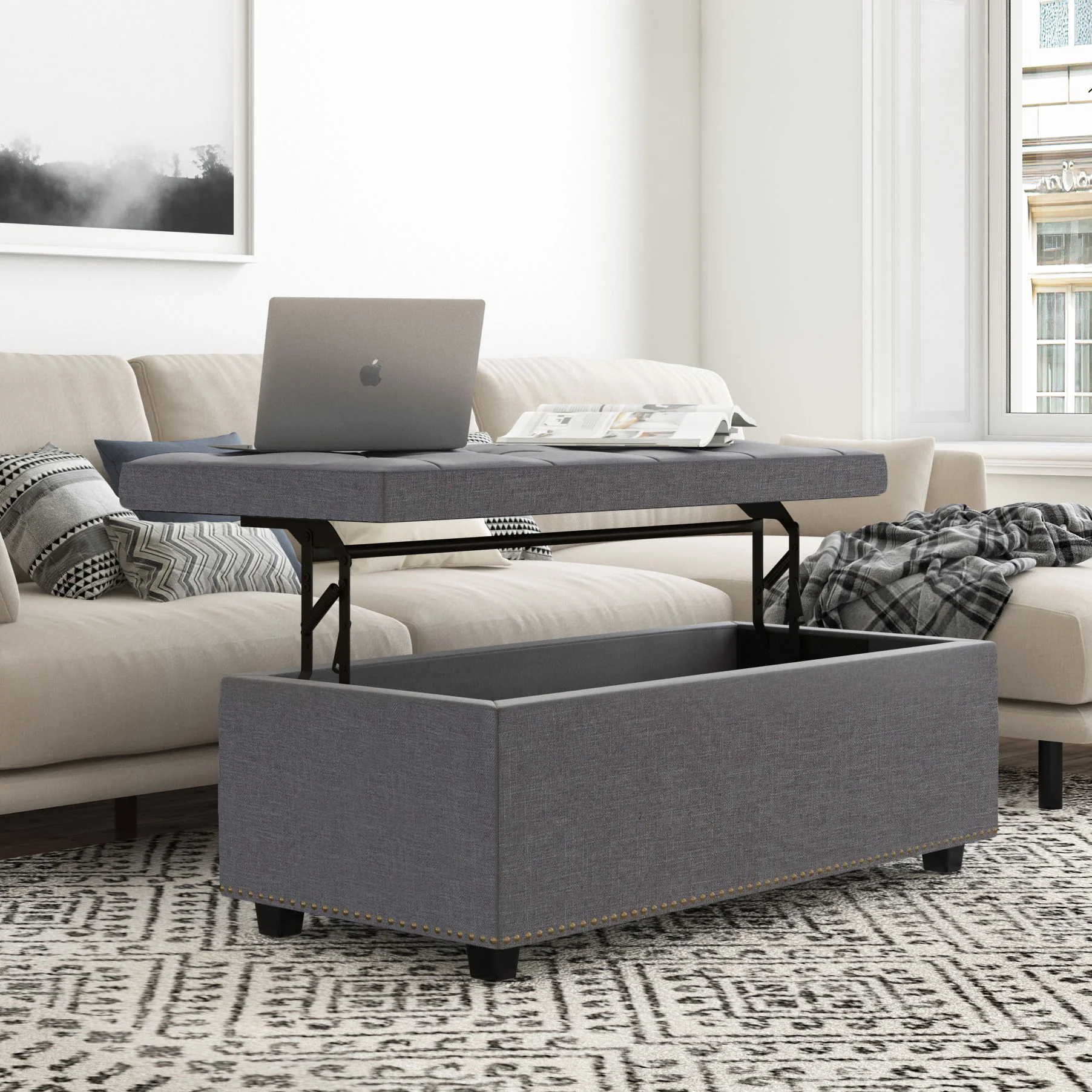 Hamilton - Upholstered Lift Top Rectangular Storage Ottoman - Image 6