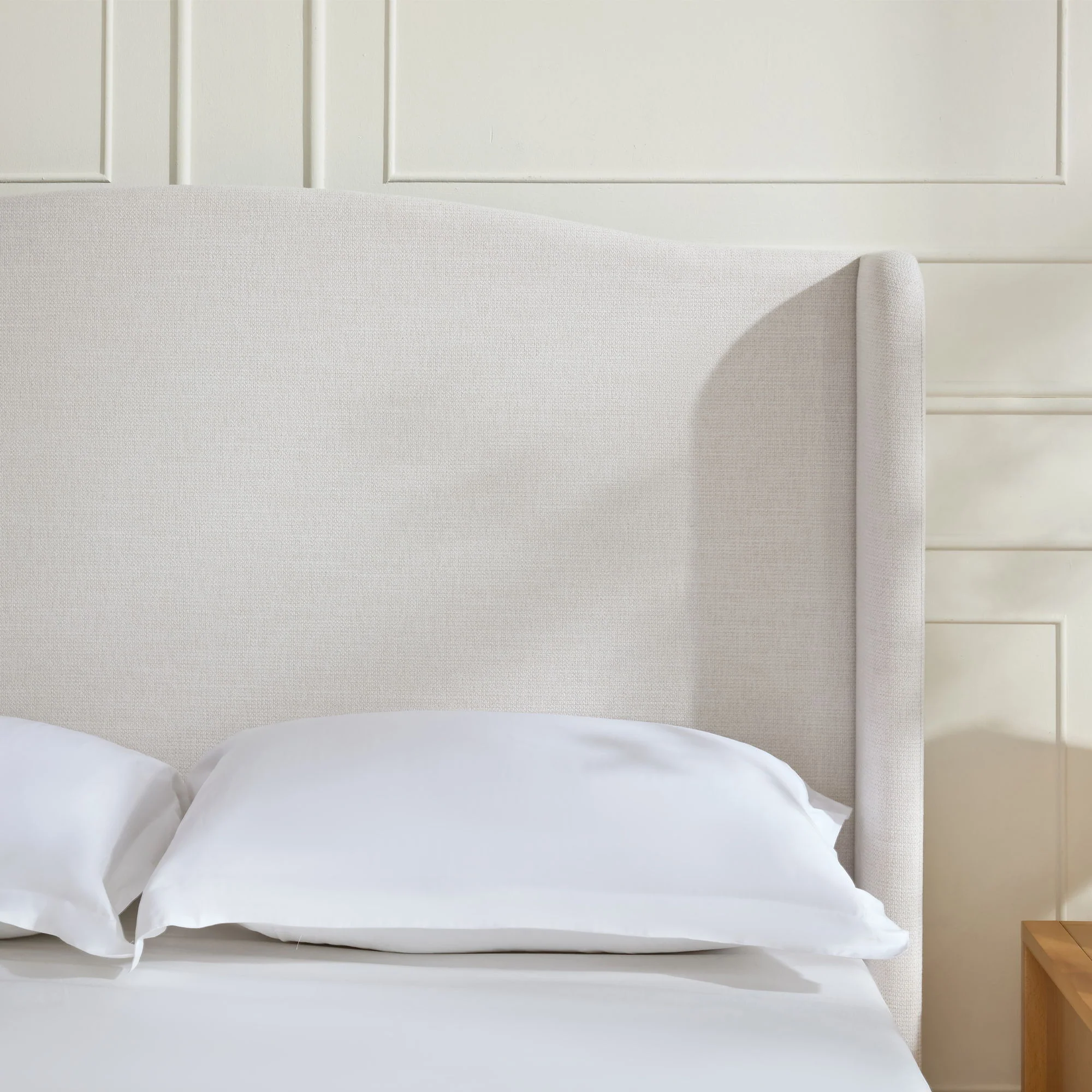 Hannah - Upholstered Wingback Bed Size / Tall Headboard Upholstered King Bed / Premium Textured Look / Minimalist Designs / No Box Spring Needed - Image 11