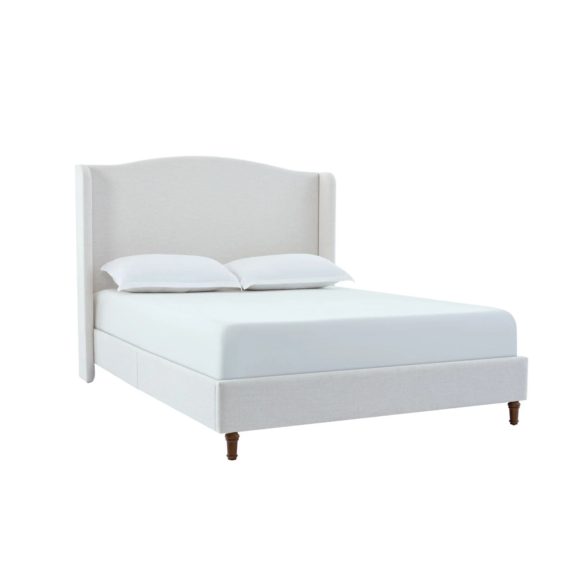 Hannah - Upholstered Wingback Bed Size / Tall Headboard Upholstered King Bed / Premium Textured Look / Minimalist Designs / No Box Spring Needed - Image 5