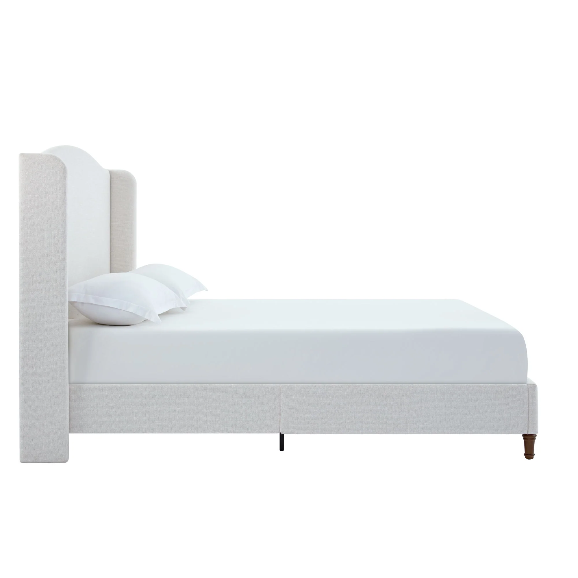 Hannah - Upholstered Wingback Bed Size / Tall Headboard Upholstered King Bed / Premium Textured Look / Minimalist Designs / No Box Spring Needed - Image 9