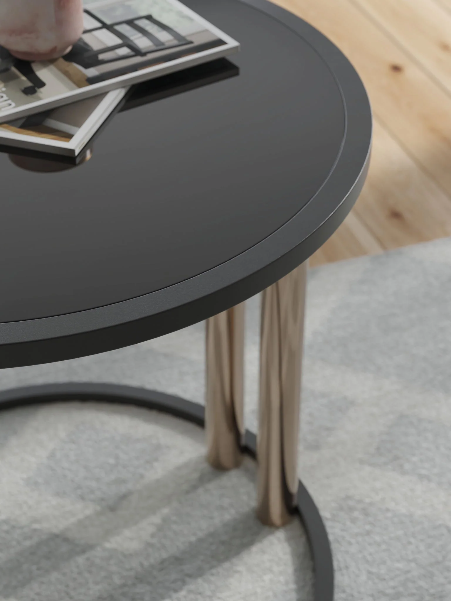Hannerly - Occasional Table Set (Set of 3) - Black / Gold Finish - Image 4
