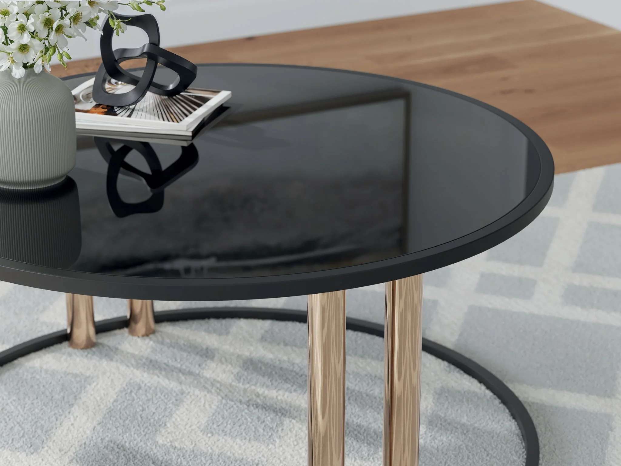 Hannerly - Occasional Table Set (Set of 3) - Black / Gold Finish - Image 6
