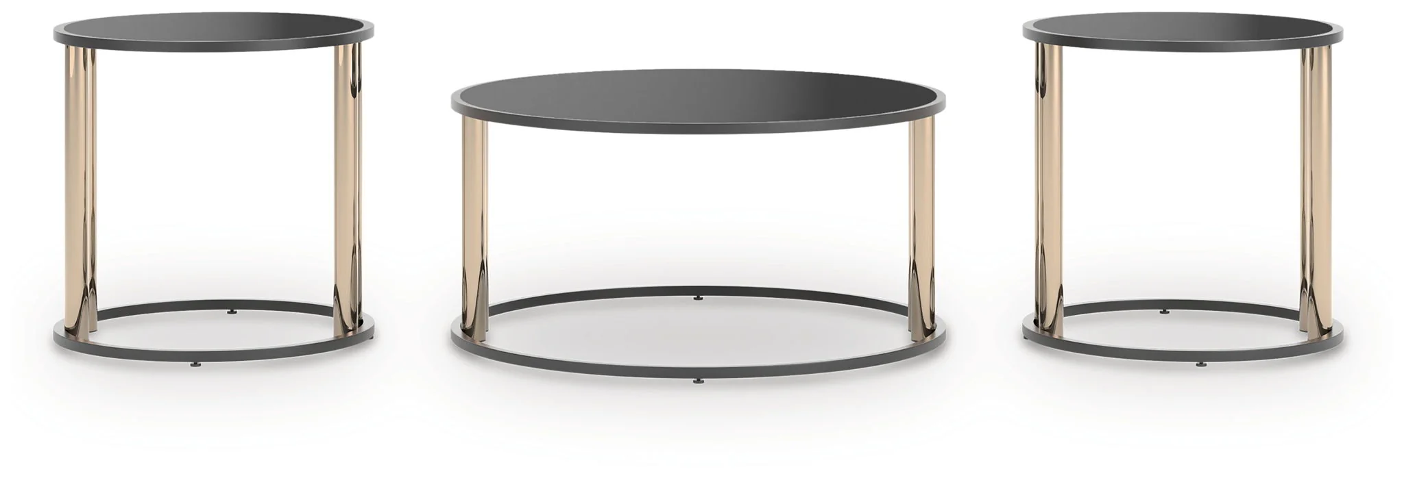 Hannerly - Occasional Table Set (Set of 3) - Black / Gold Finish - Image 7