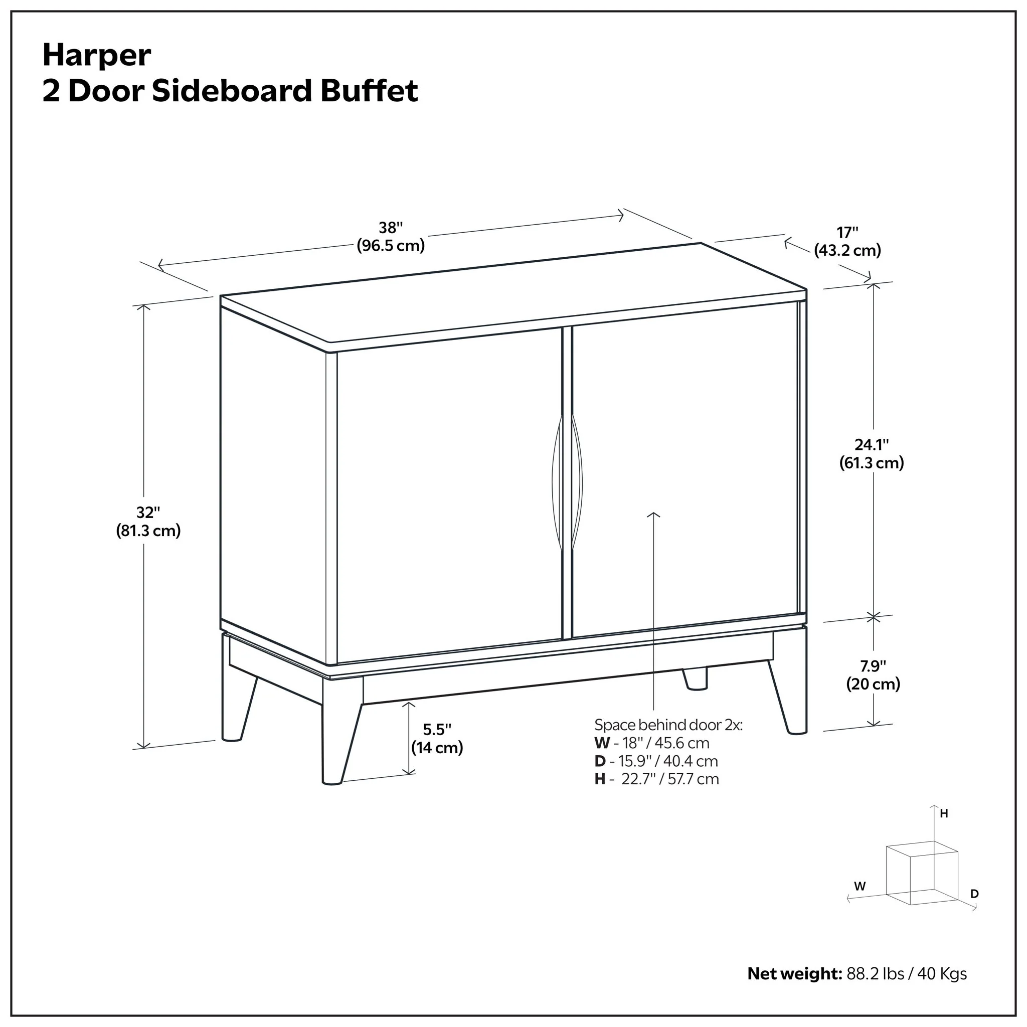Harper - 2 Door Sideboard Buffet - Walnut Brown - Image 2