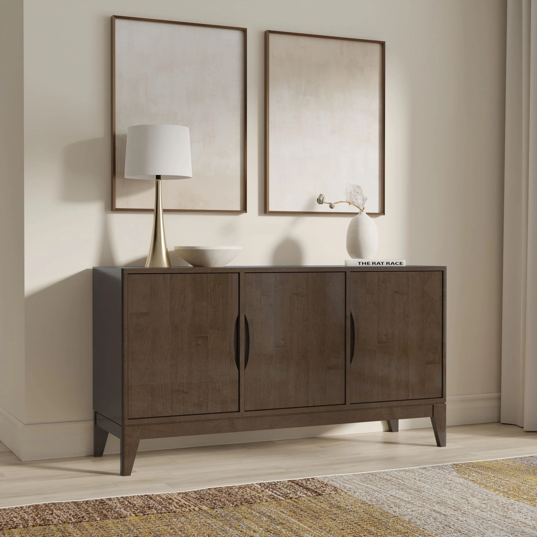 Harper - 3 Door Sideboard Buffet / Storage Cabinet - Walnut Brown - Image 5