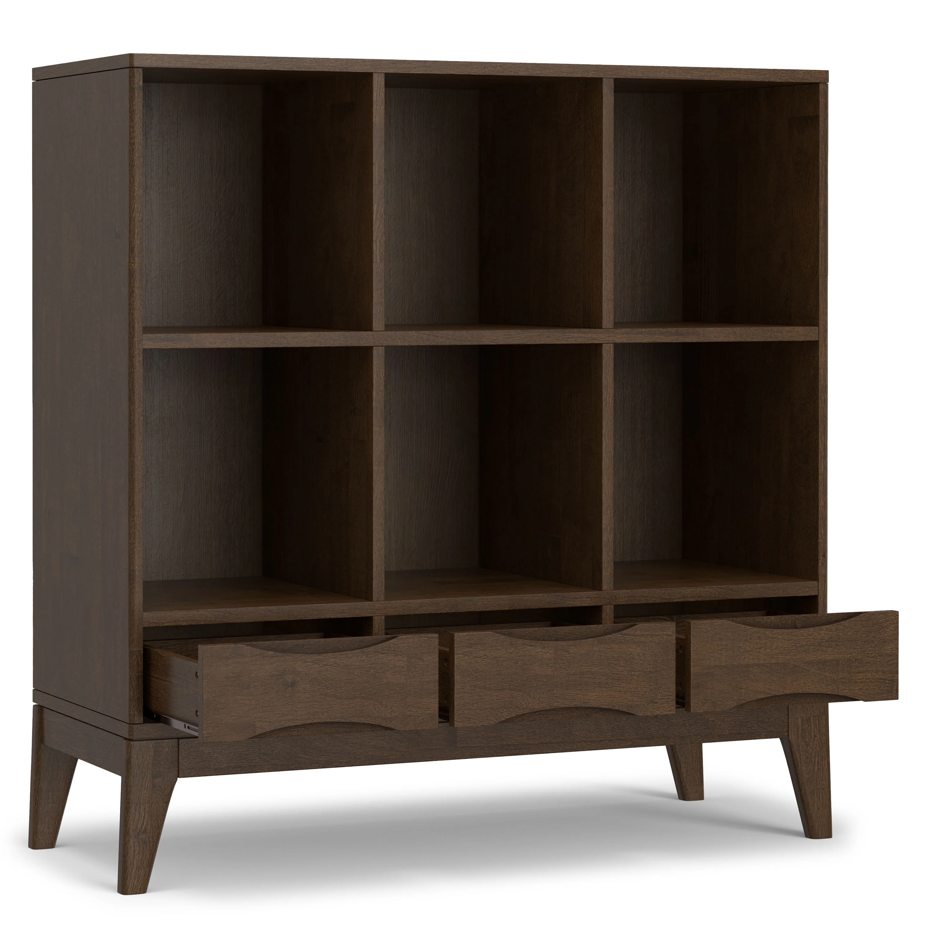 Harper - Low 6 Cube Storage With Drawers - Walnut Brown - Image 7