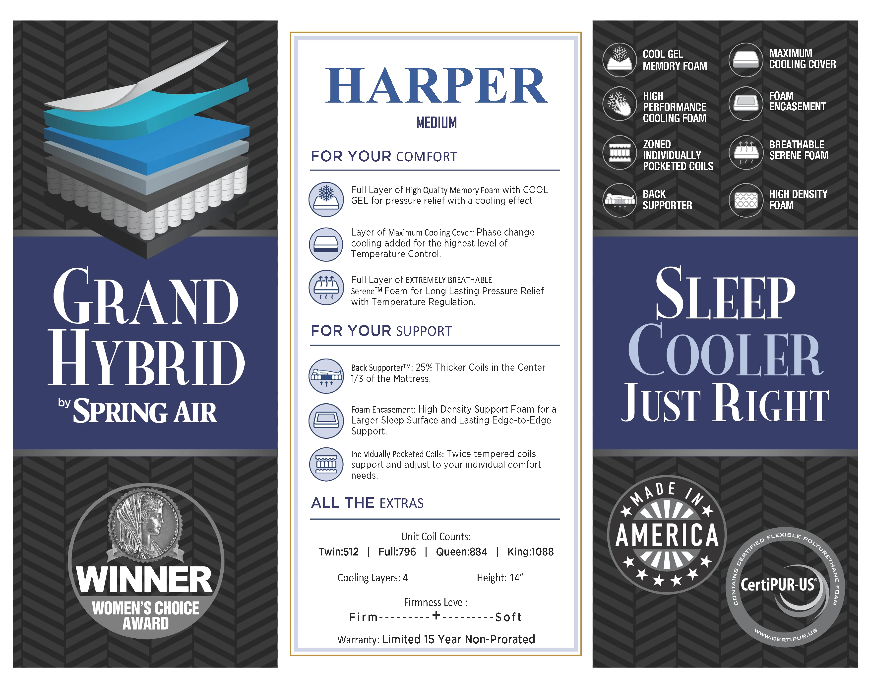 Harper Medium-Firm 14" Hybrid Mattress - Image 4