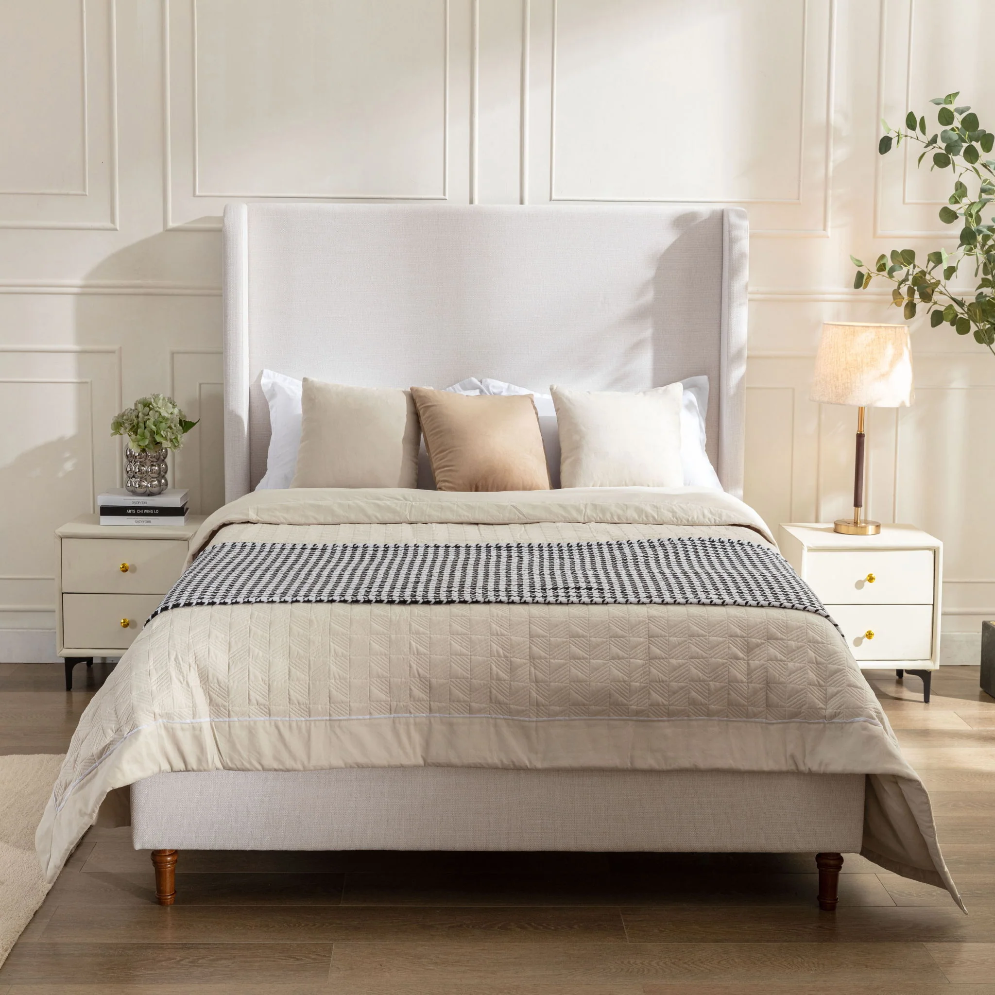 Harper - Tall Headboard Upholstered Bed / High Headboard / Elegant Simplicity / No Box Spring Needed - Image 14