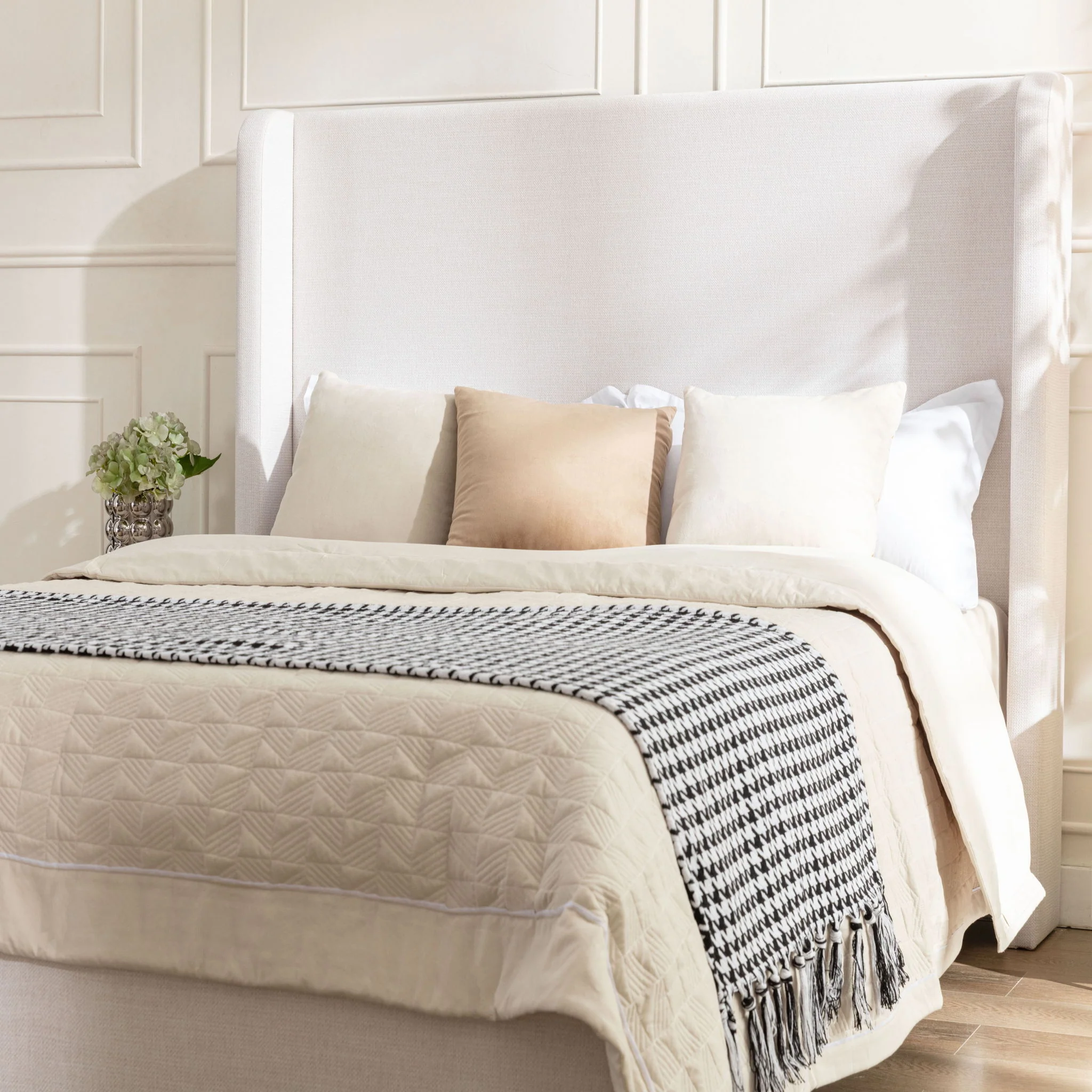 Harper - Tall Headboard Upholstered Bed / High Headboard / Elegant Simplicity / No Box Spring Needed - Image 18