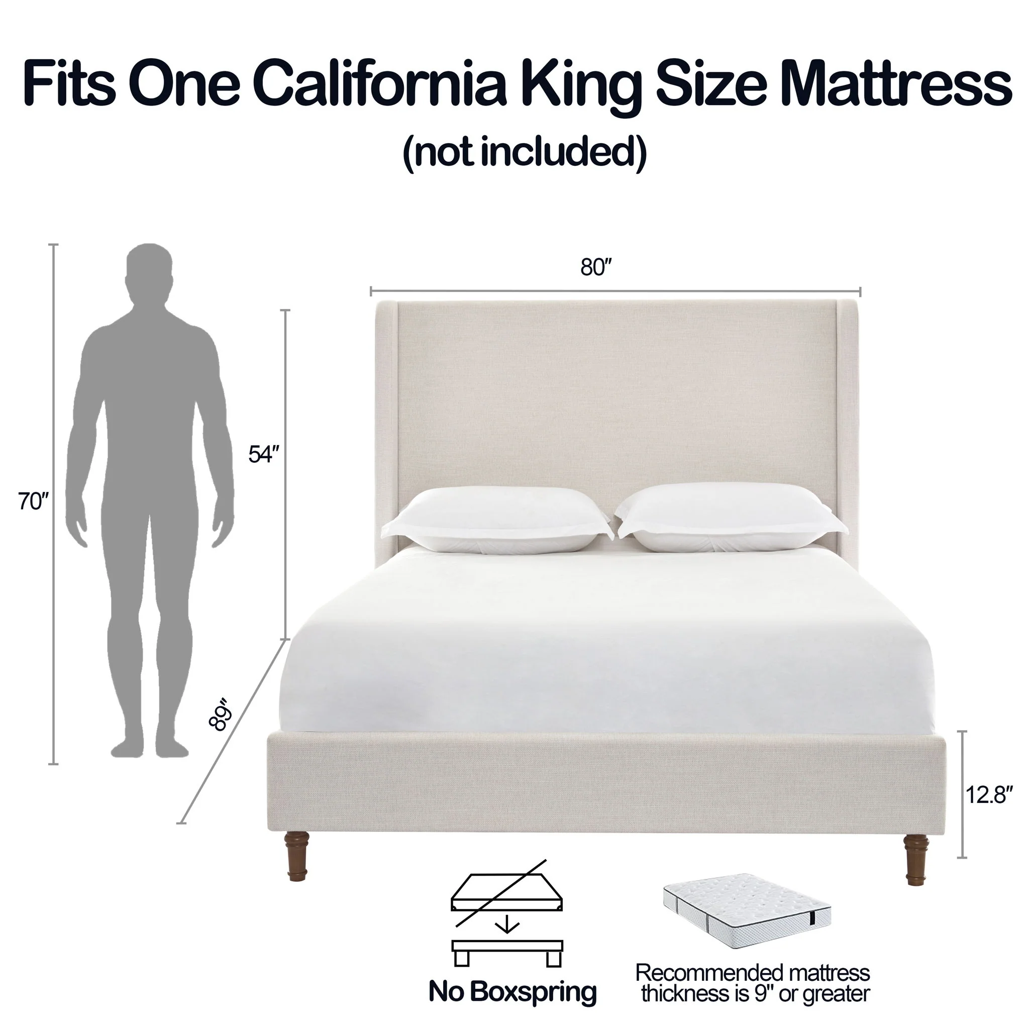Harper - Tall Headboard Upholstered Bed / High Headboard / Elegant Simplicity / No Box Spring Needed - Image 34