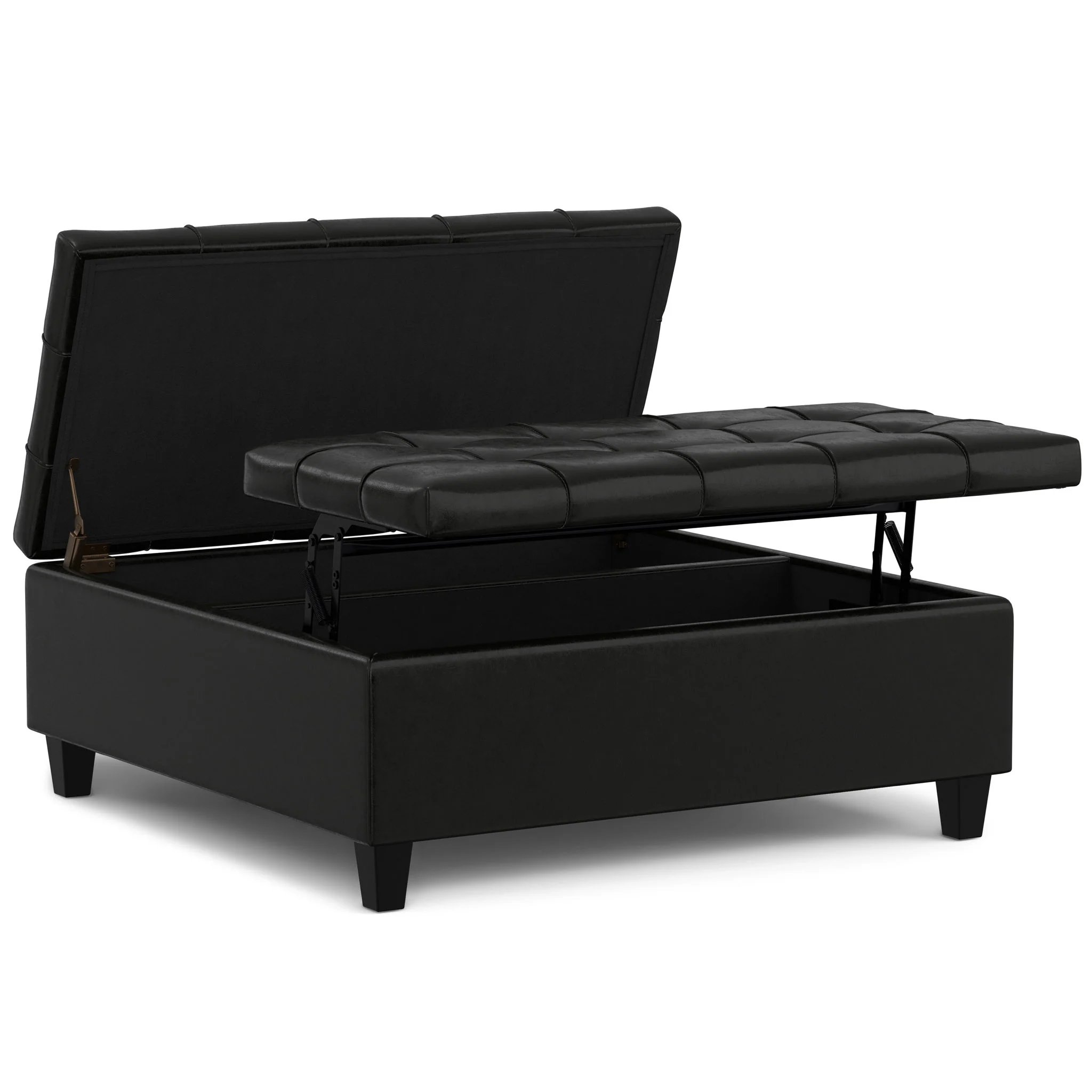 Harrison - Large Square Coffee Table Storage Ottoman - Black - Image 2