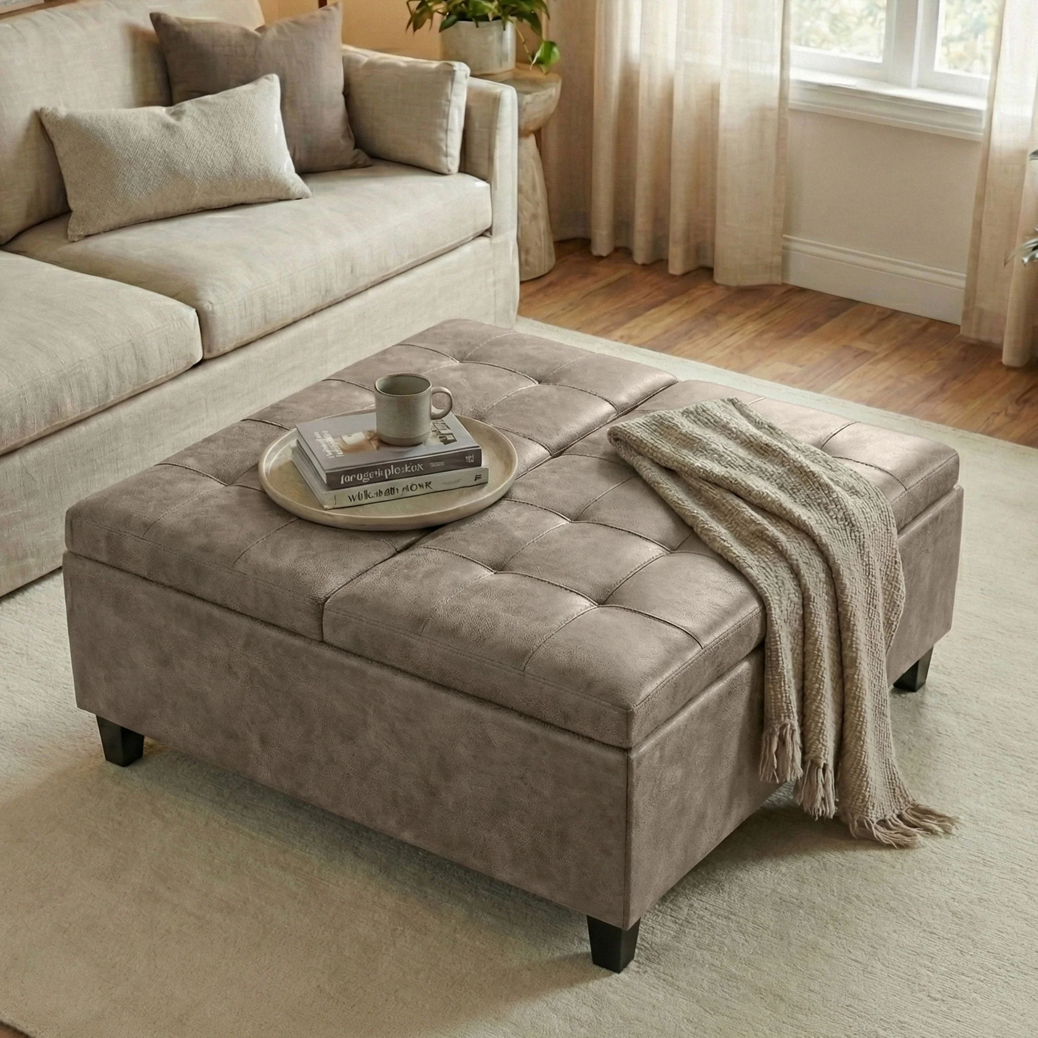 Harrison - Square Coffee Table Ottoman - Brown - Image 7