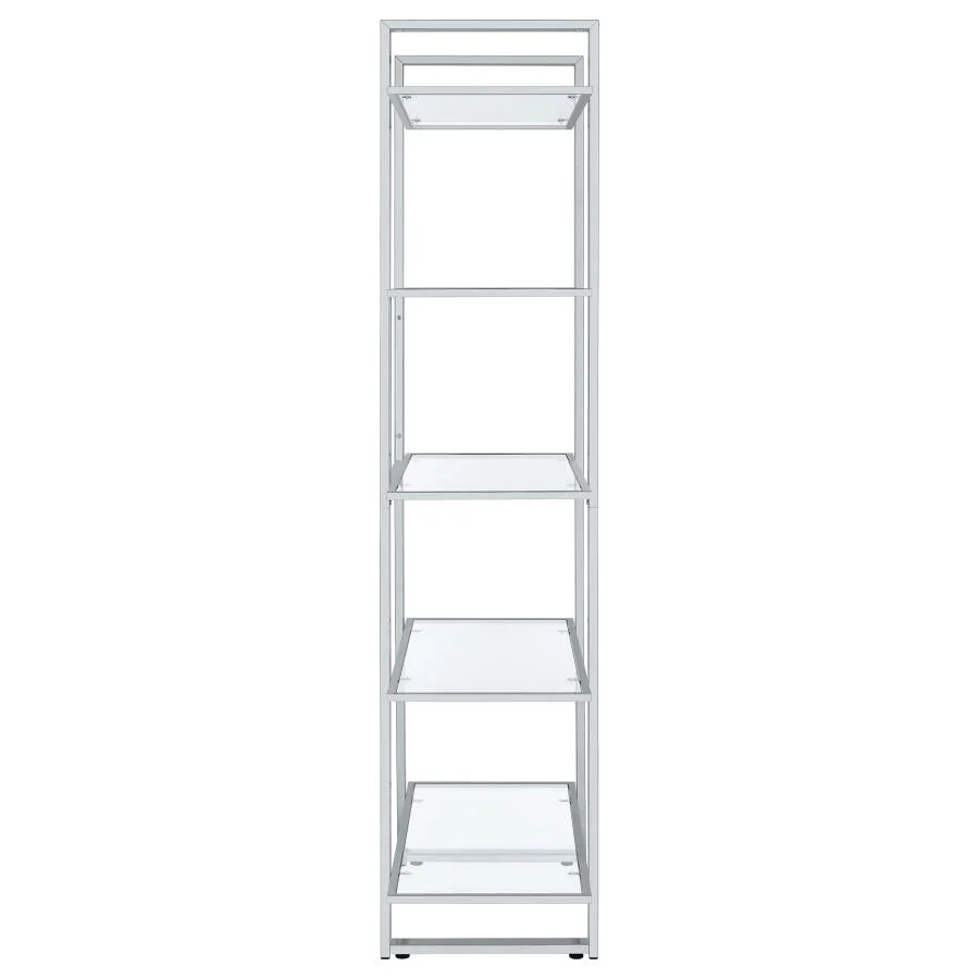 Hartford - 5-Shelf Glass Bookshelf - Chrome - Image 9