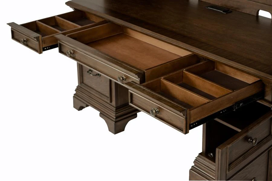 Hartshill - 5-Drawer Credenza With Hutch - Burnished Oak - Image 10
