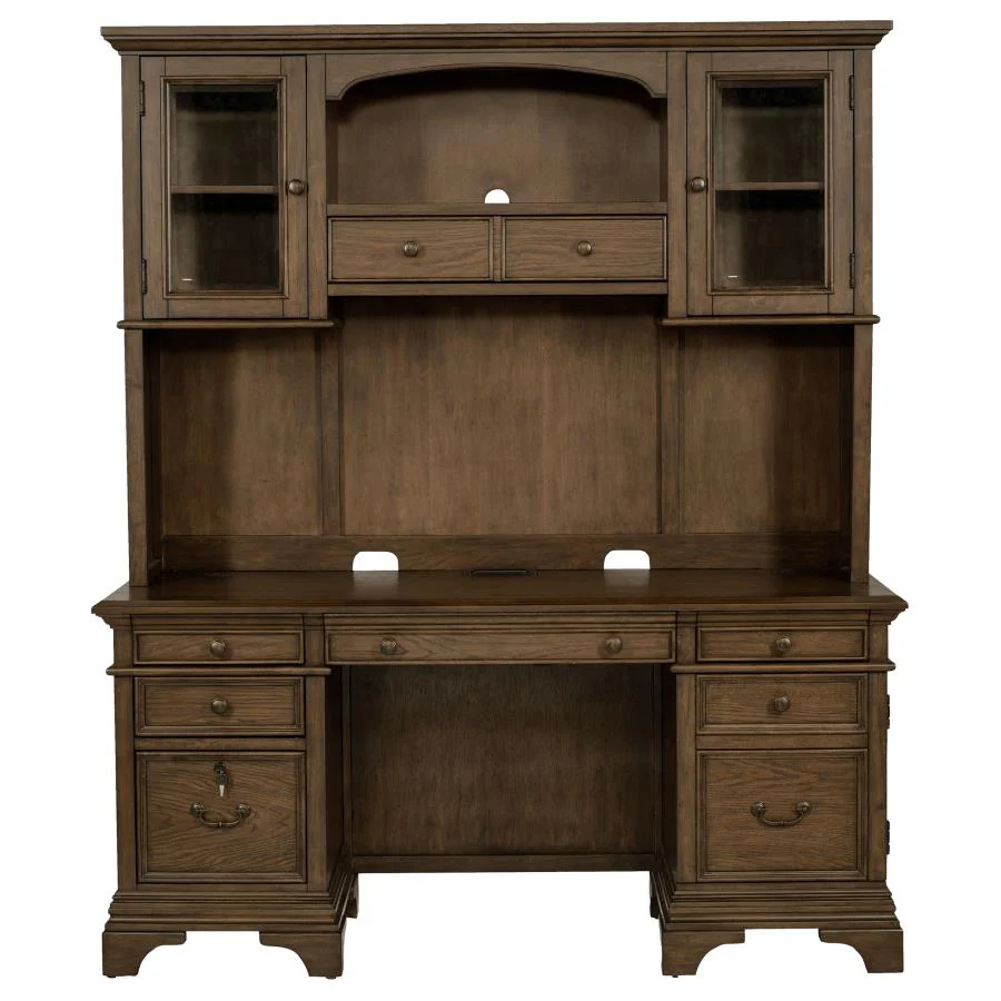 Hartshill - 5-Drawer Credenza With Hutch - Burnished Oak - Image 4