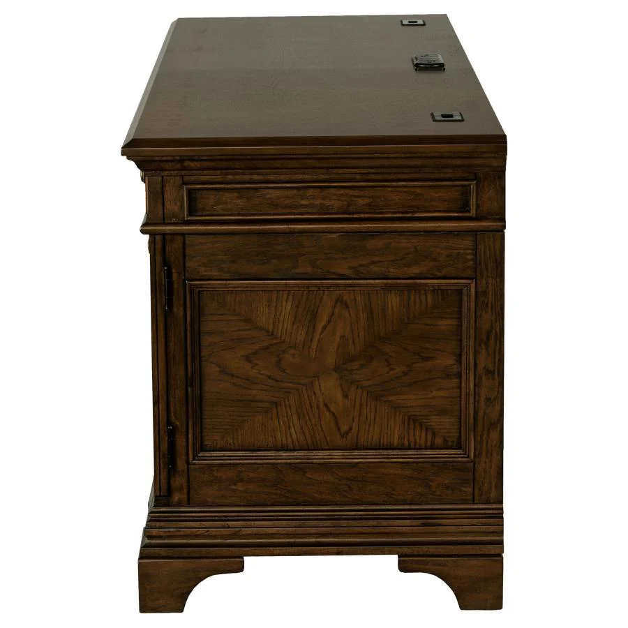 Hartshill - 5-Drawer Credenza Office Desk Burnish Oak - Burnished Oak - Image 5