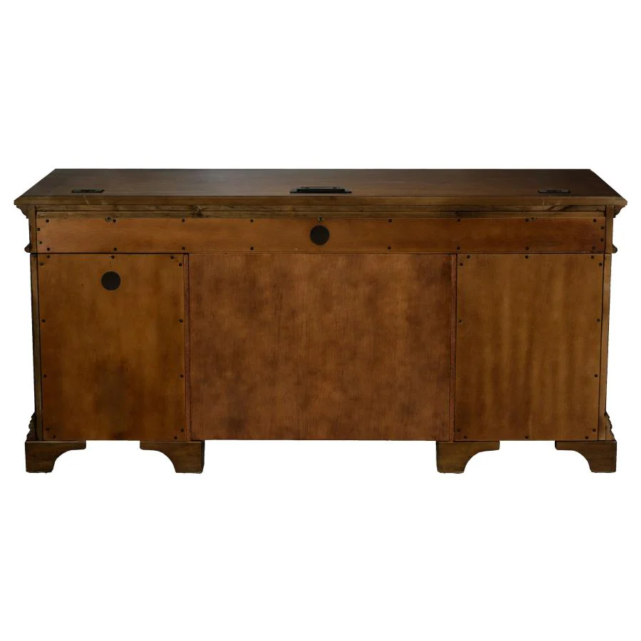 Hartshill - 5-Drawer Credenza Office Desk Burnish Oak - Burnished Oak - Image 7