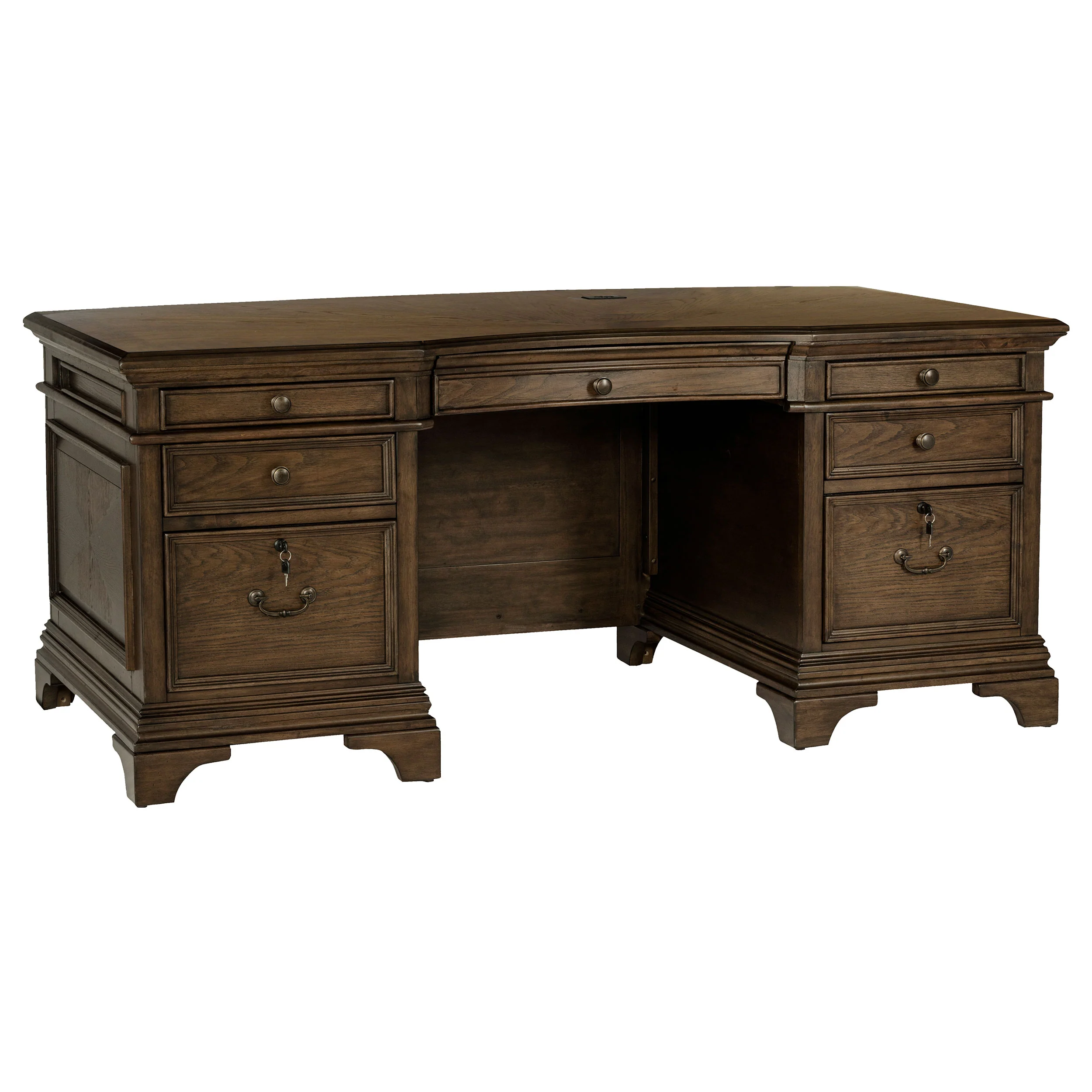 Hartshill - 7-Drawer Executive Desk - Burnished Oak - Image 15