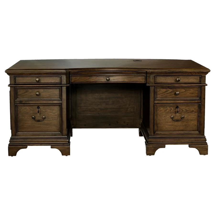 Hartshill - 7-Drawer Executive Desk - Burnished Oak - Image 4