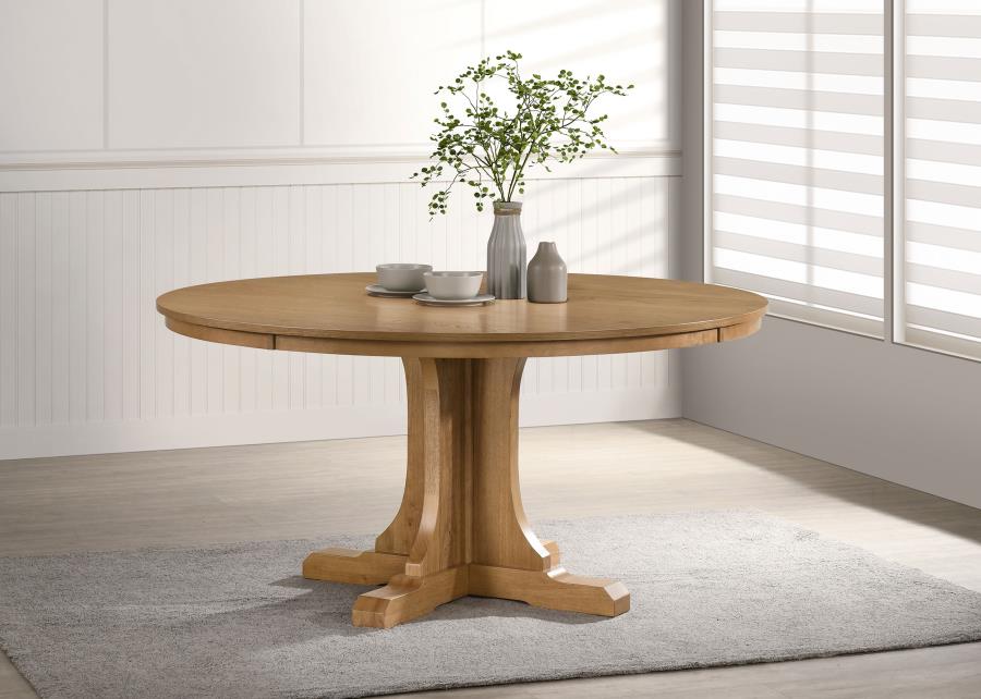 Hartville - 60" Round Dining Table - Natural Light Brown - Image 2