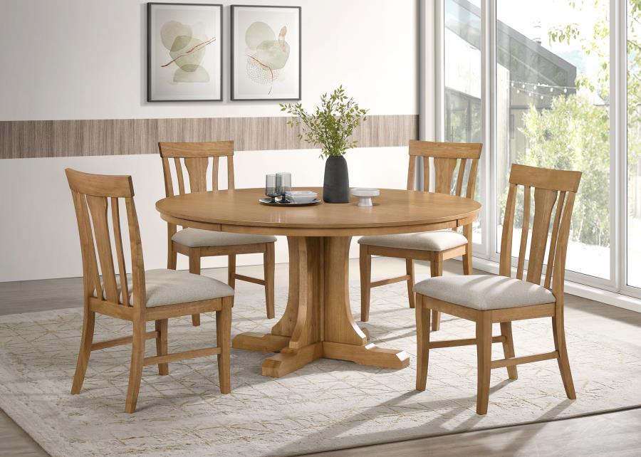 Hartville - 60" Round Dining Table - Natural Light Brown - Image 8