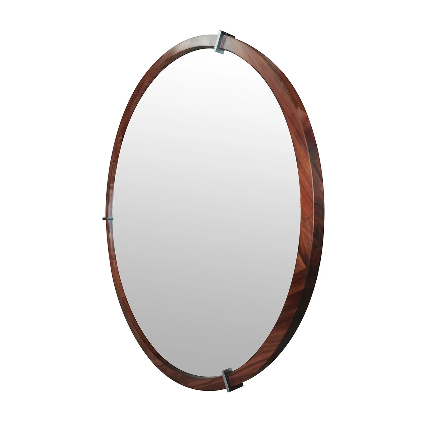 Hausen - Mid-Century Modern Round Accent Wall Mirror - Brown Walnut - Image 5