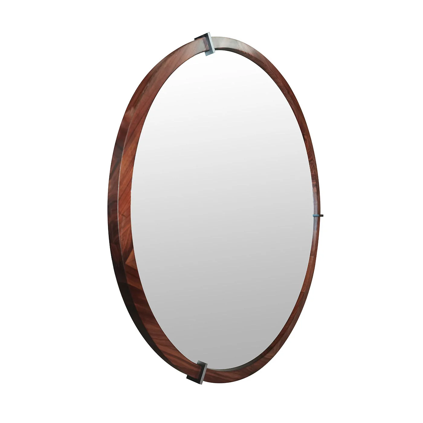 Hausen - Mid-Century Modern Round Accent Wall Mirror - Brown Walnut - Image 9