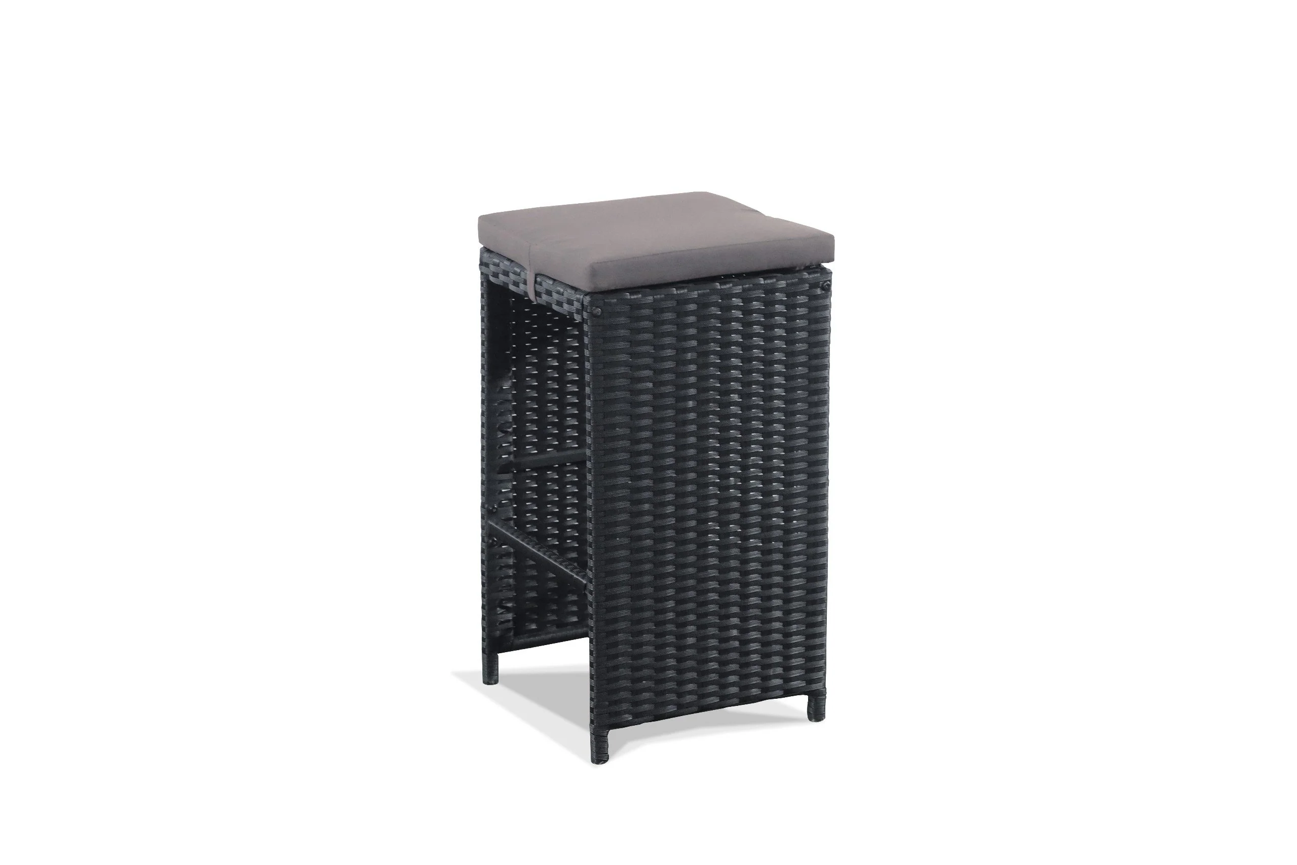 Havana 7-Piece Outdoor Bar-Height Dining Set with Wicker Table & 6 Cushioned Stool - Image 3