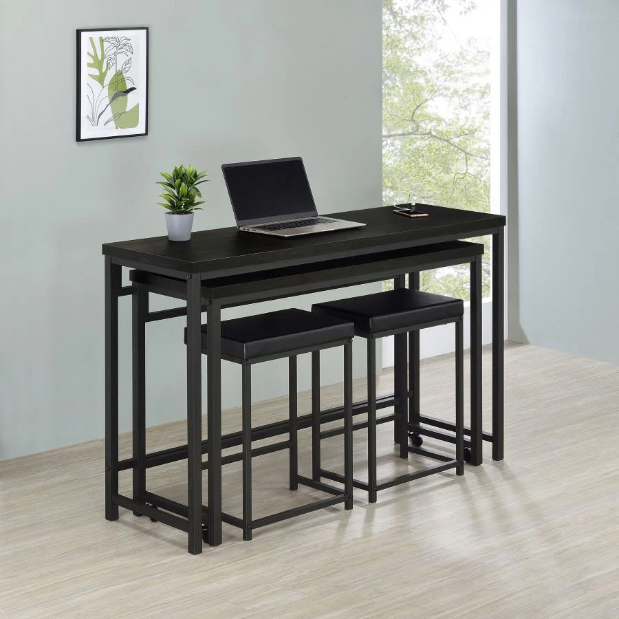 Hawes - 4 Piece Multipurpose Counter Height Table Set - Black - Image 2