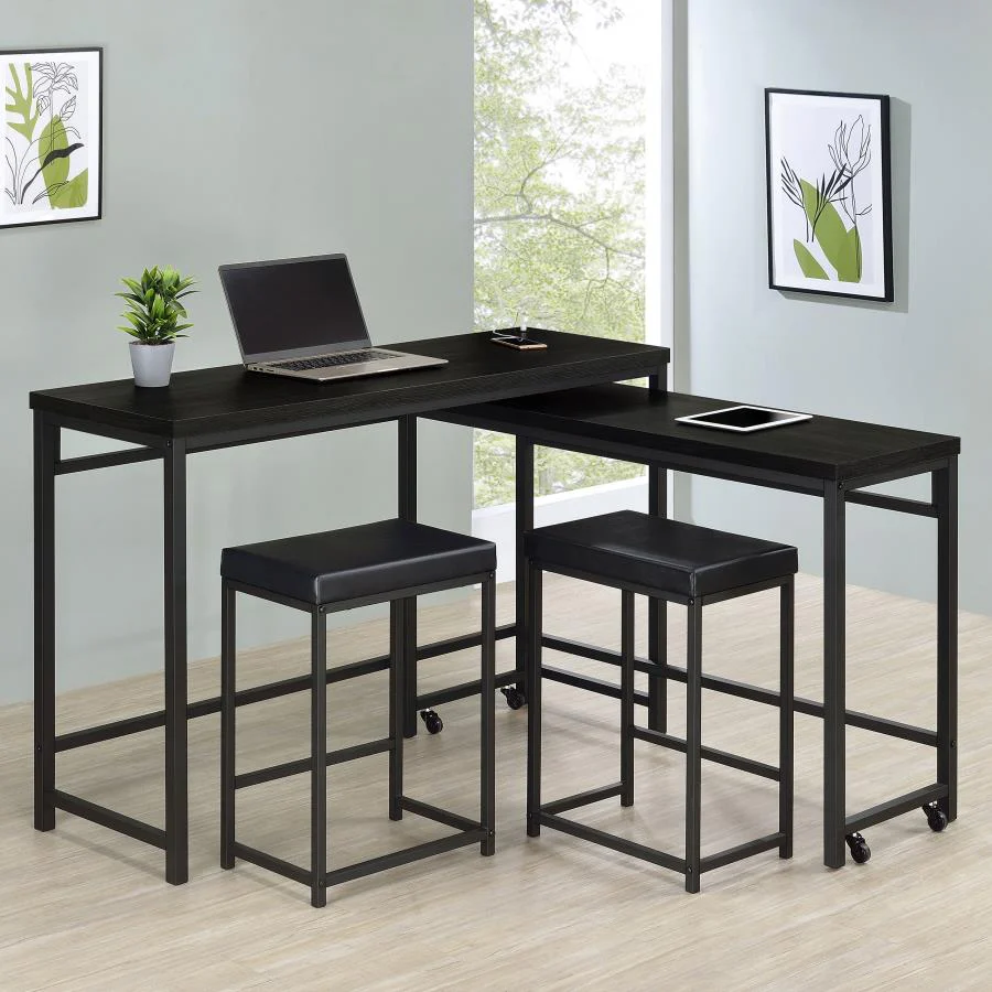 Hawes - 4 Piece Multipurpose Counter Height Table Set - Black - Image 3