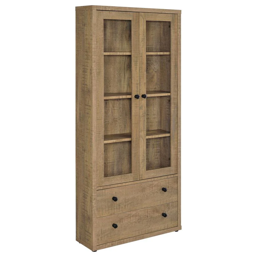 Hawthorne - 4-Shelf Glass Door Tall Cabinet With Drawers - Image 3