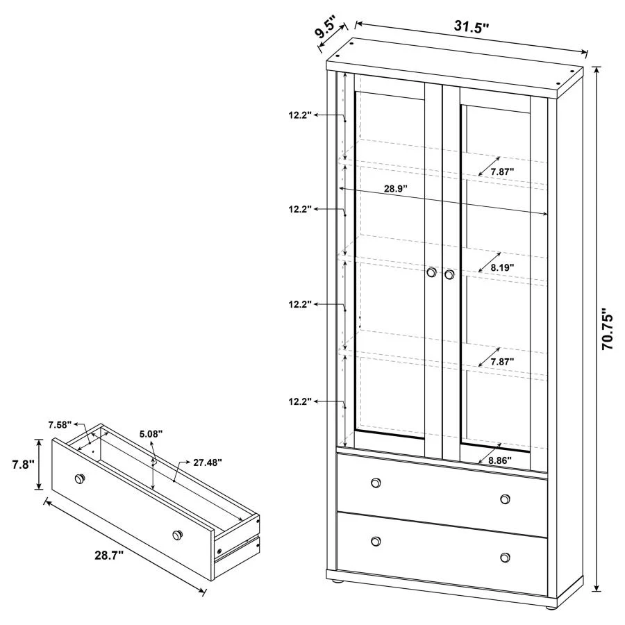 Hawthorne - 4-Shelf Glass Door Tall Cabinet With Drawers - Image 32