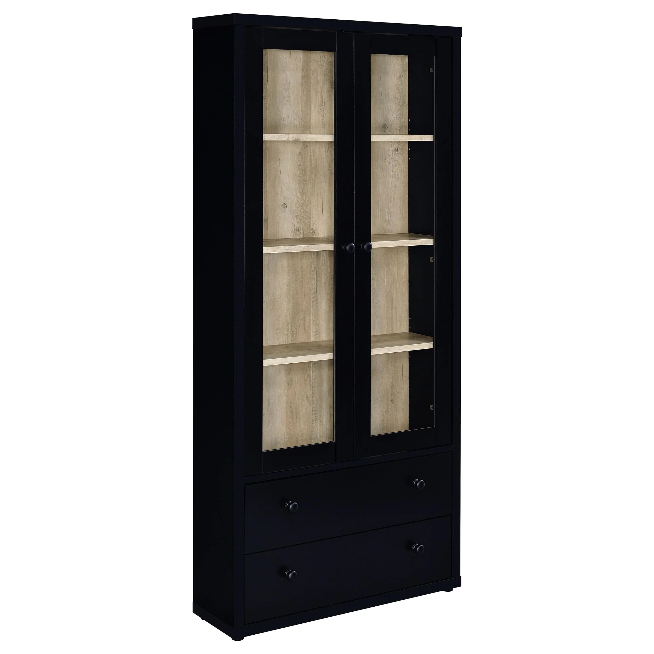 Hawthorne - 4-Shelf Glass Door Tall Cabinet With Drawers - Image 35