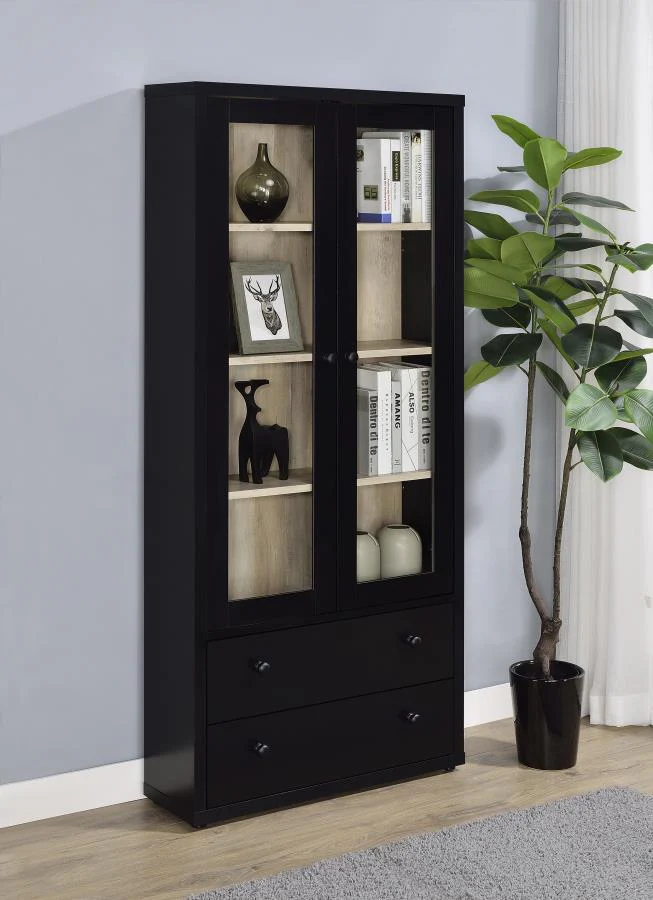 Hawthorne - 4-Shelf Glass Door Tall Cabinet With Drawers - Image 5