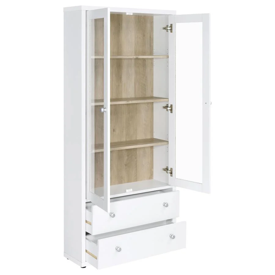Hawthorne - 4-Shelf Glass Door Tall Cabinet With Drawers - Image 7