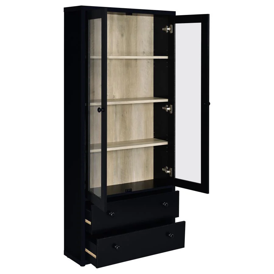 Hawthorne - 4-Shelf Glass Door Tall Cabinet With Drawers - Image 8