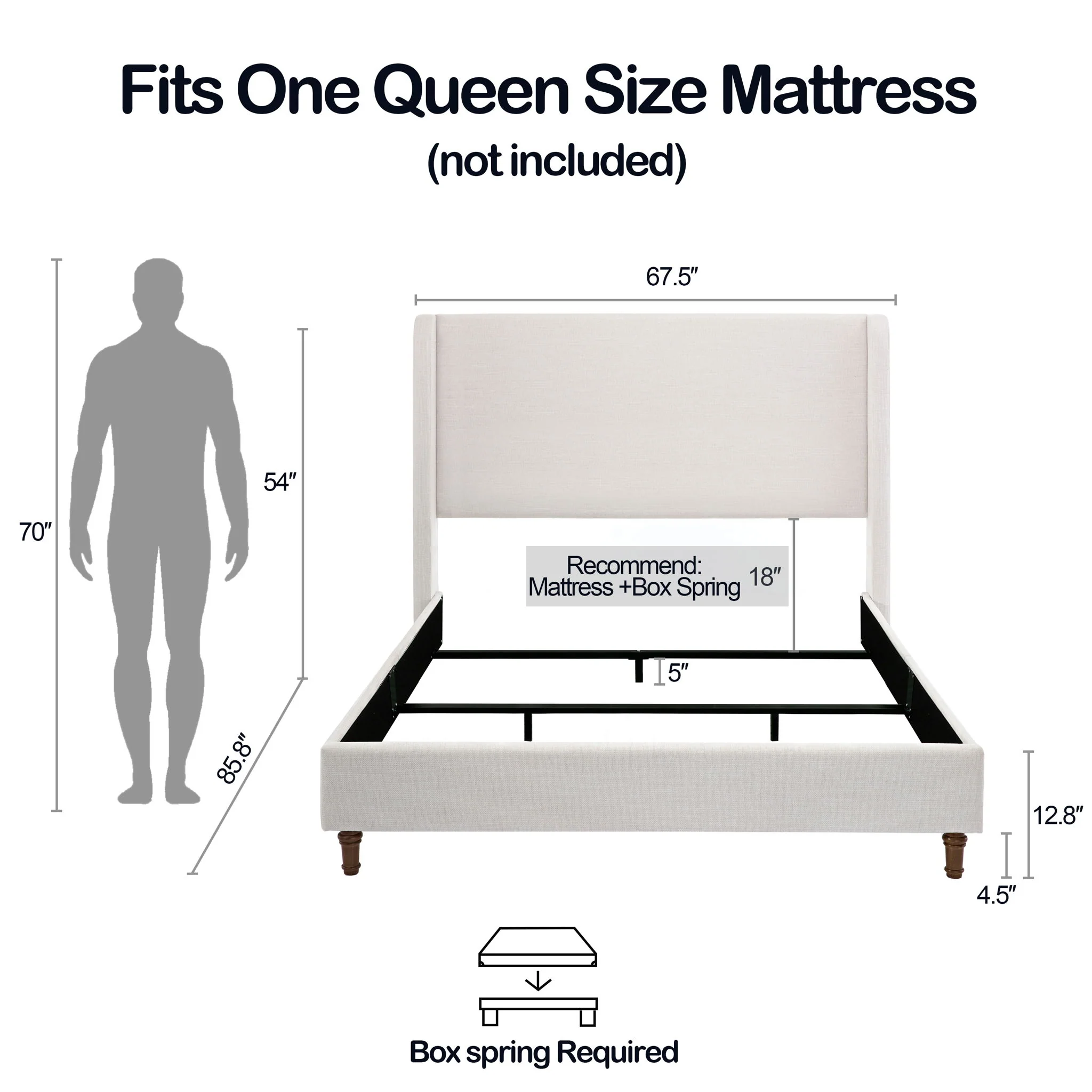 Hayden - Upholstered Wingback Bed With Tall Headboard - Image 8