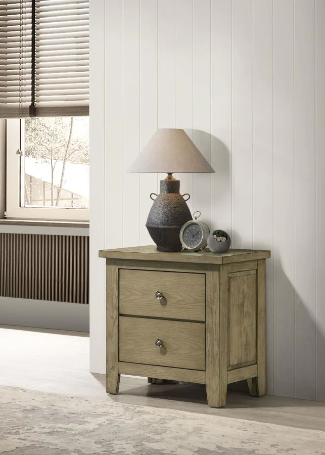 Hazlewood - 2-Drawer Nightstand Bedside Table - Vineyard Oak - Image 2