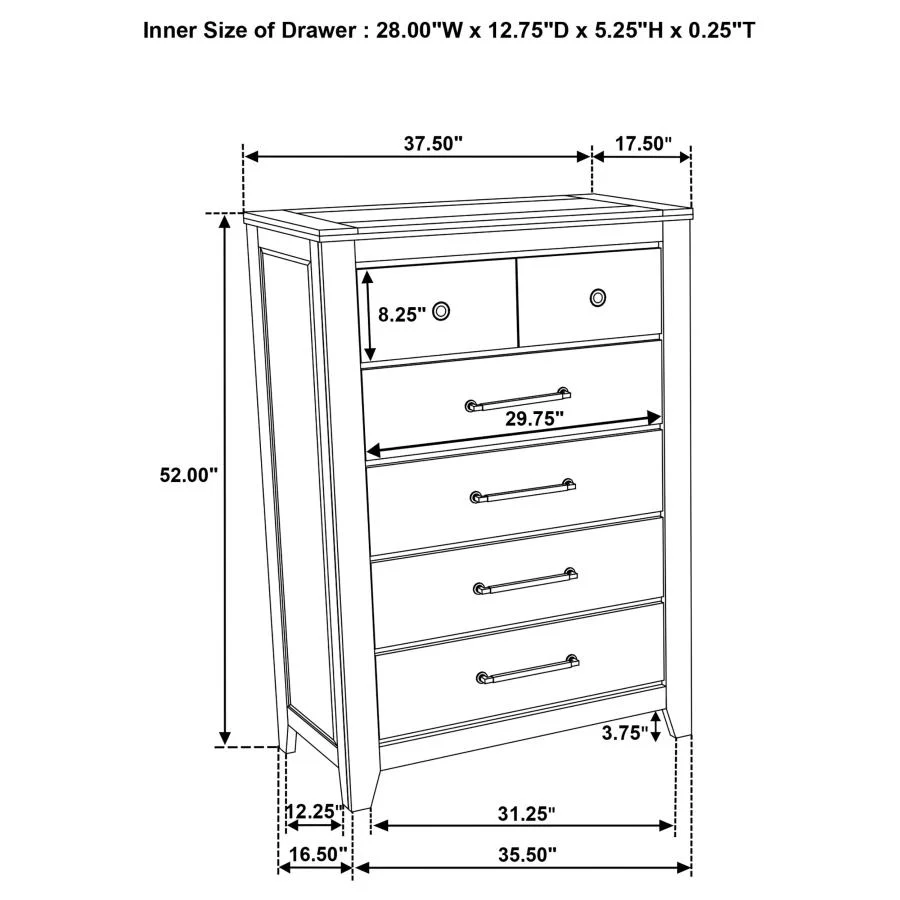 Hazlewood - 5-Drawer Bedroom Chest Of Drawers - Vineyard Oak - Image 12