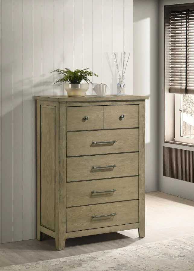 Hazlewood - 5-Drawer Bedroom Chest Of Drawers - Vineyard Oak - Image 2