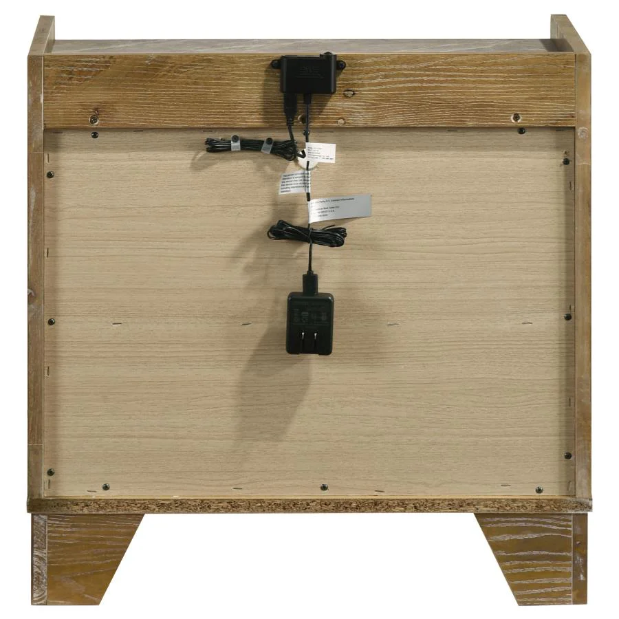 Henderson - 1-Drawer LED Nightstand Bedside Table - Medium Oak - Image 5
