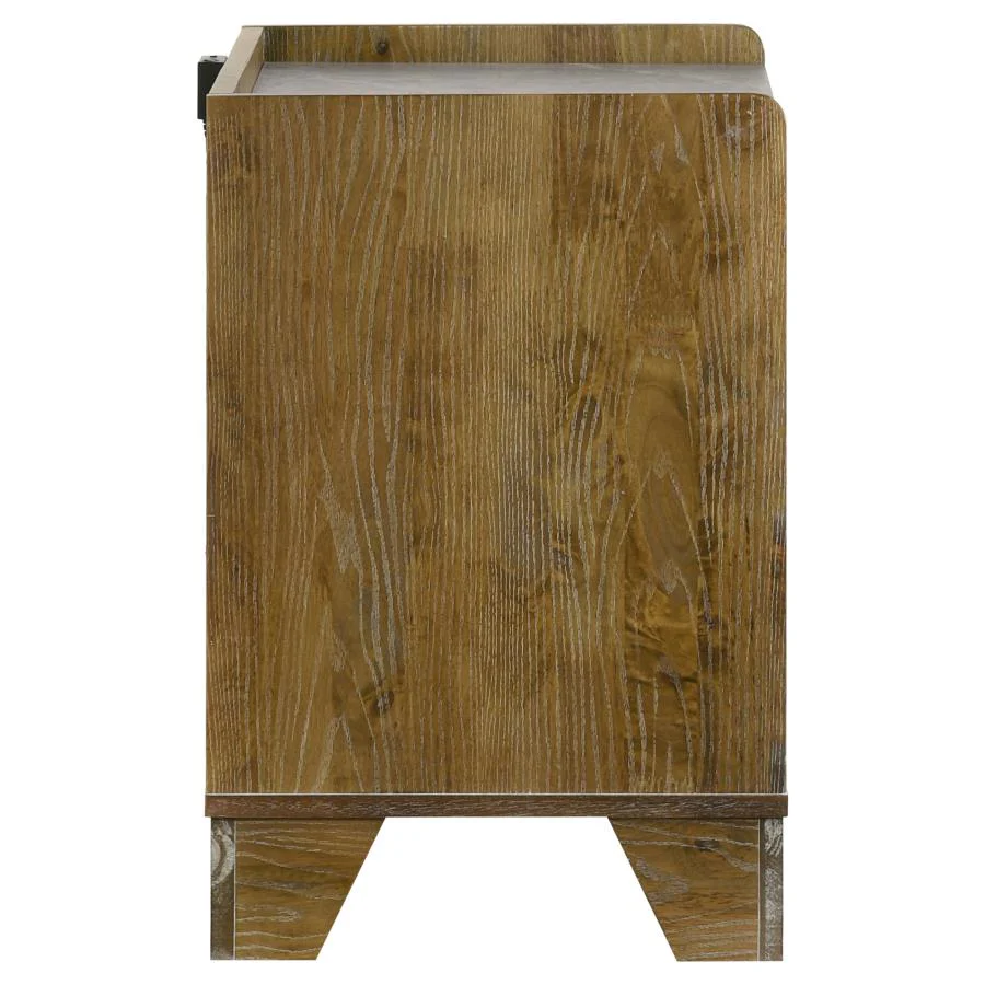 Henderson - 1-Drawer LED Nightstand Bedside Table - Medium Oak - Image 6