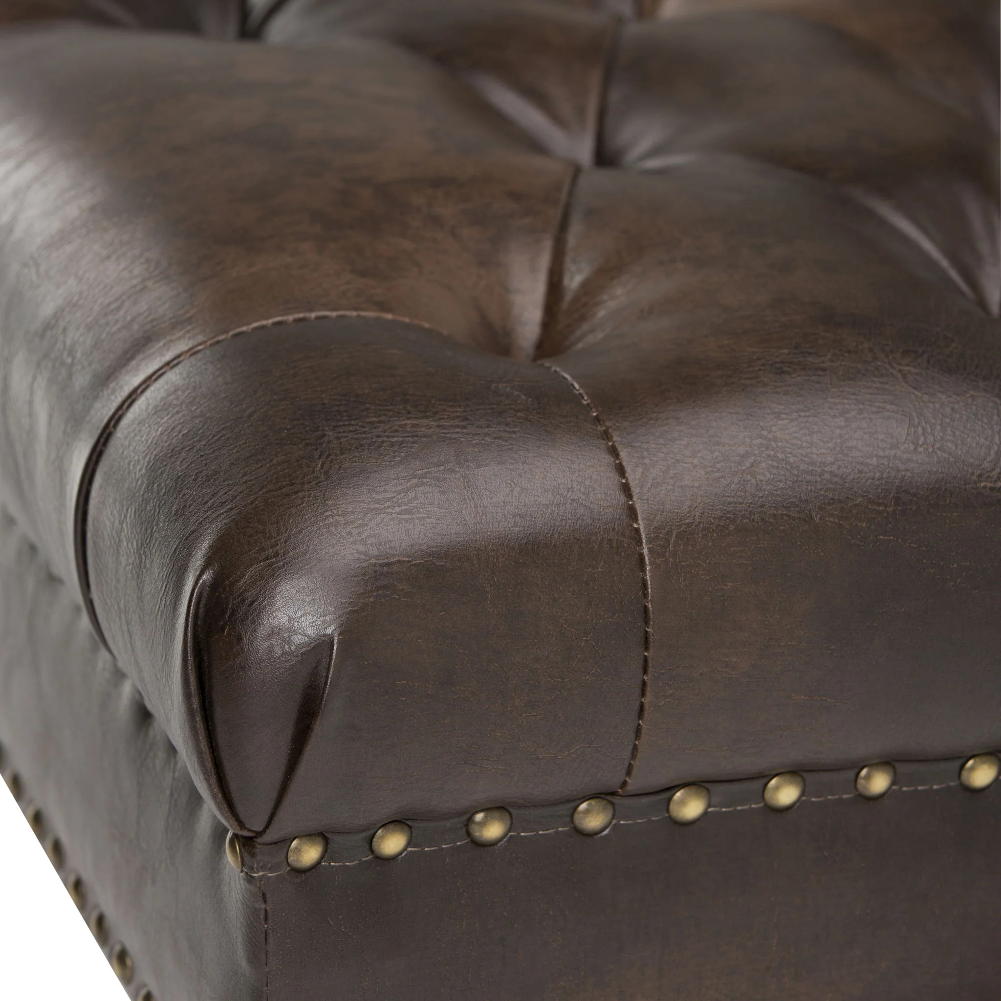 Henley - Tufted Ottoman Bench - Distressed Brown - Image 5
