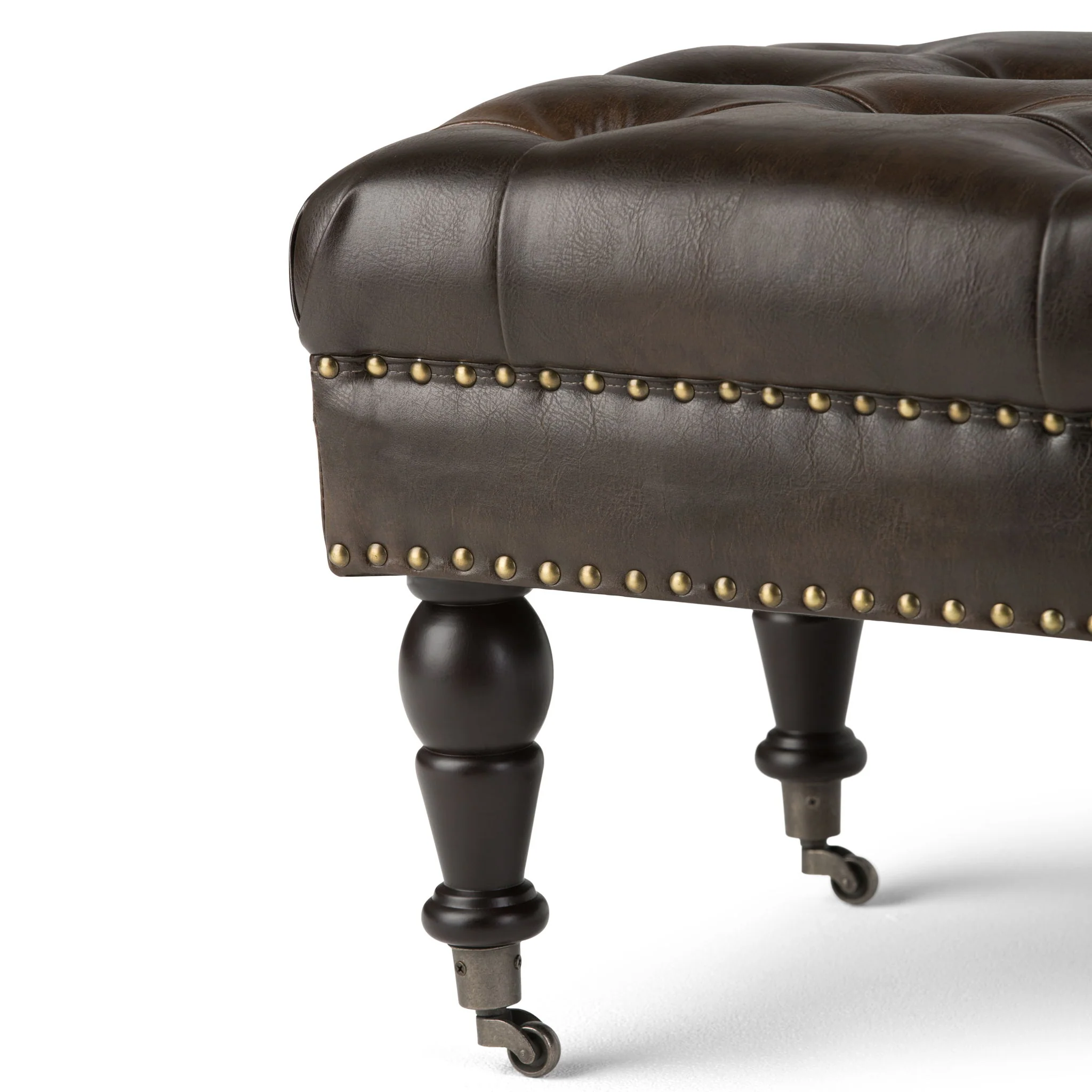 Henley - Tufted Ottoman Bench - Distressed Brown - Image 7